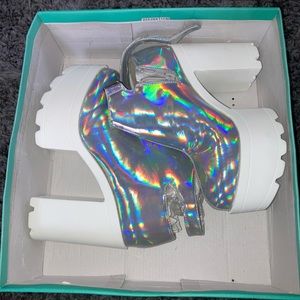 DOLLS KILL Holographic Boots (Size 6)